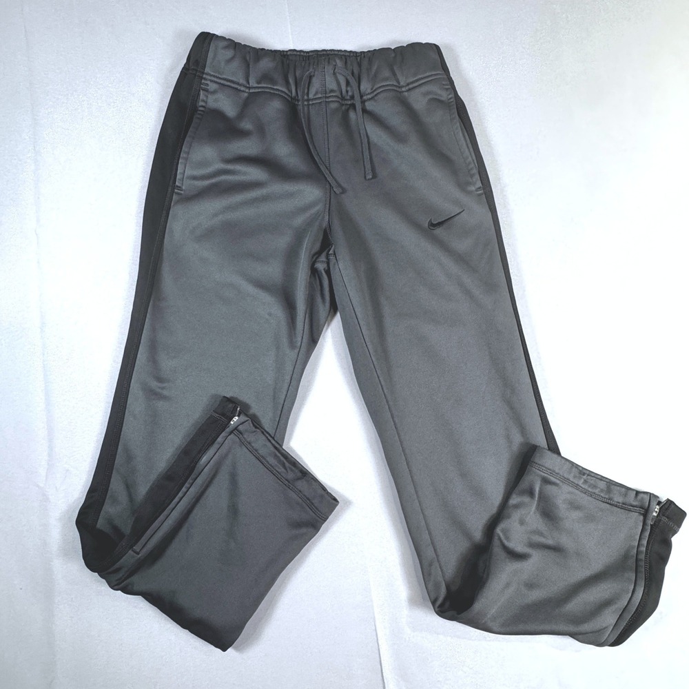 Nike Therma-FIT Mens S Gray Black Tapered Tech Track Pants Zipper Running Jogger